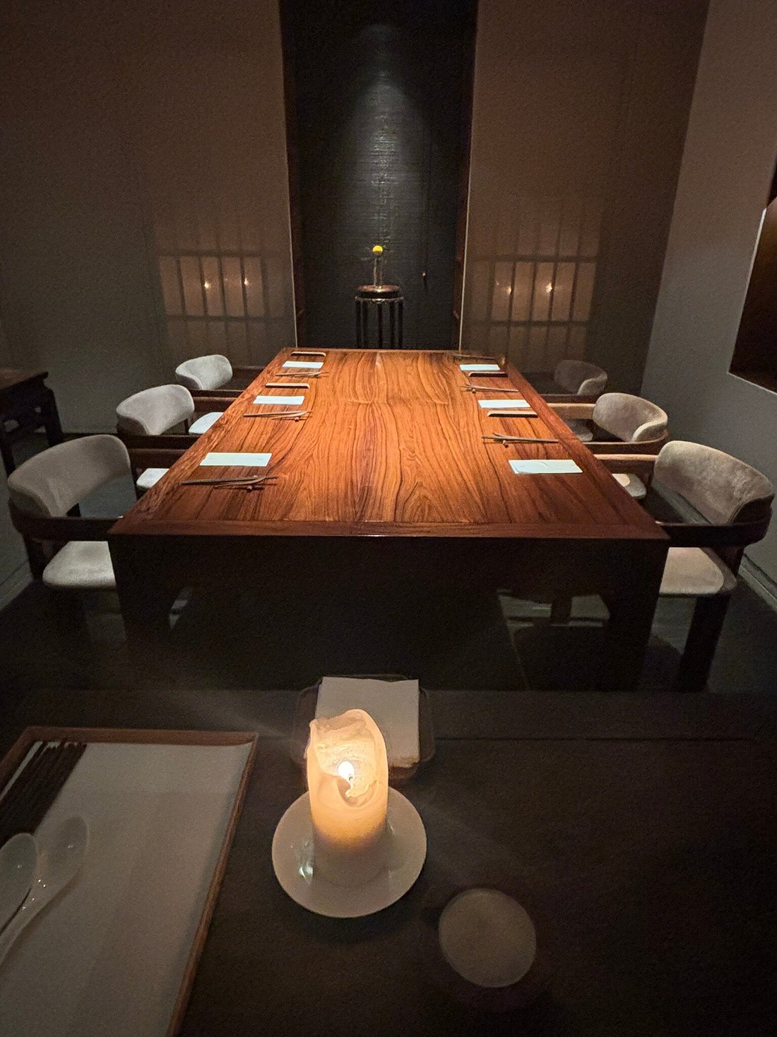 Private dining space in the restored 1920s villa — understated elegance