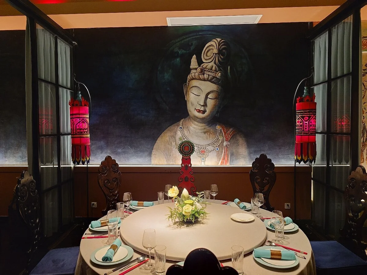 Upstairs mezzanine — the best seats in the house, overlooking the lantern-lit space below